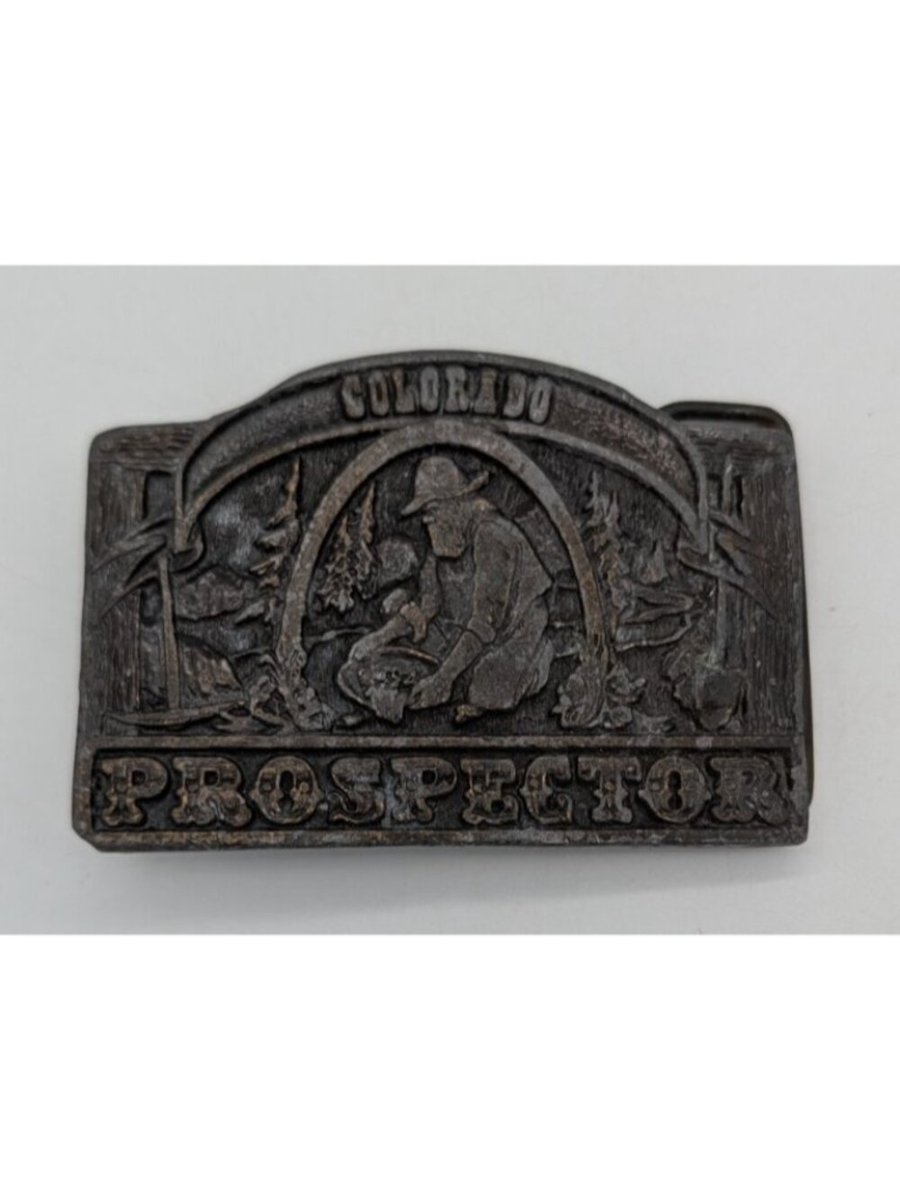 Vintage 1978 Colorado PROSPECTOR BELT BUCKLE  C.D.C. Meatalworks FLAWED